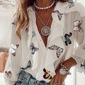 Summer Elegant Blouses For Women 2025 Womens Ruffle Shirt V Neck Loose Commuting Long Sleeve Blusas Mujer Elegantes Y Juveniles