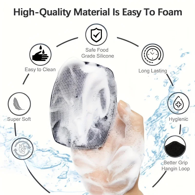 Oval Shaped Silicone Shower Brush for Gentle Exfoliation, Easy To Clean & Rinse