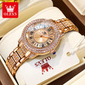 OLEVS 9943 Fashion Ladies Watch Full Diamond Roman Dial Waterproof Elegant Original Quartz Wristwatch For Women
