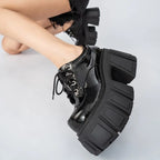Platform Leather 2026 Spring 10cm New Muffin Fashion Heightening Women's Internet Celebrity Small Single High Heels Shoes
