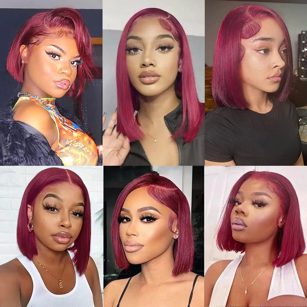 27# Blonde Short Bob Wig Human Hair 210% Straight 13x4 Lace Front Wig Human Hair Bob Wigs for Black Women Burgundy Brown Black