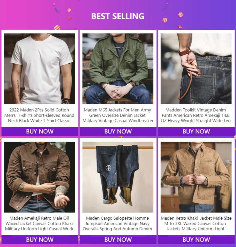 Maden Vintage 11.2oz White Cottonseed Hull Jeans Casual Loose Fit Straight Trousers for Men's Spring and Fall Chino Cargo Pants