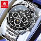 OLEVS 6654 Luxury Brand Automatic Mechanical Watch for Men 30m Waterproof Luminous Chrono Moon Phase Calendar Original Man Watch