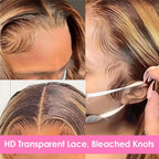 Bone Straight 4/27 Honey Blonde Human Hair 13x4/5x5 HD Transparent Lace Front Wigs Pre Plucked With Baby Hair For Women