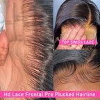 Virgin Straight Human Hair Lace Front Wigs 38 40 Inch 13x4 HD Transparent Lace 250 Density Pre Plucked Natural Color Straight Wigs For Black Women