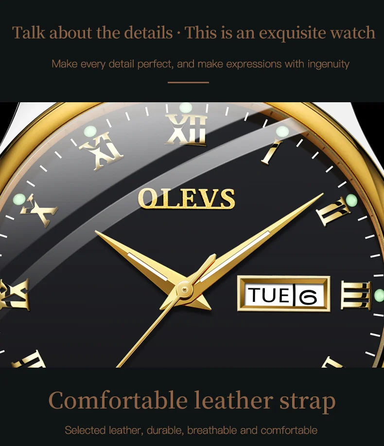 OLEVS 5568 Original Classic Man Watch Calendar Waterproof Steel Strap Luminous  Business Dress Men's Quartz Wristwatches