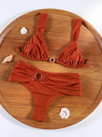 Zrtak High Waisted Bikini Set Two Piece Bathing Suits for Women Sexy Triangle Swimsuit Solid Color Pleated Beachwear Bikini 2026