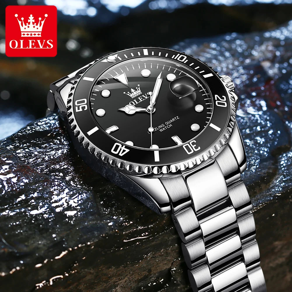 OLEVS Watches 5885 Mens Watch Original High Quality Quartz Watch Waterproof Luminous Calendar  Watches For Men Box Gifts Reloj