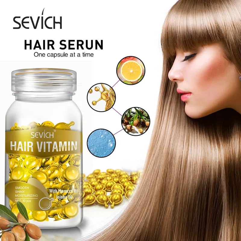 Sevich Smooth Silky Hair Vitamin Capsule Keratin Complex Oil Hair Care Repair Damaged Hair Serum Anti-Loss Moroccan Hair Oil
