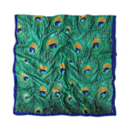 Green Peacock Feather Hijab Summer Beach Pareo Silk Scarf Women Luxury Bandana Soft Long Foulard Femme Designer Bufandas Mujer