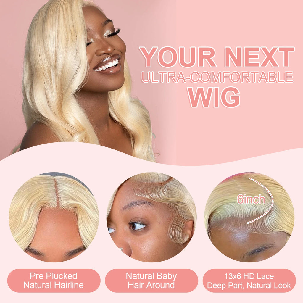 36 40 Inch 613 Honey Blonde Body Wave 250 Density 13x6 HD Lace Front Human Hair Wigs 13x4 HD Lace Frontal Wig for black women