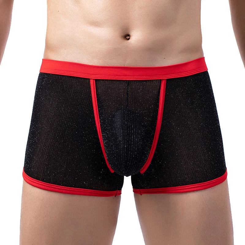 Men's Underwear Mesh Breathable Boxers Shorts Low Waist Soft and Comfortable Casual Panties