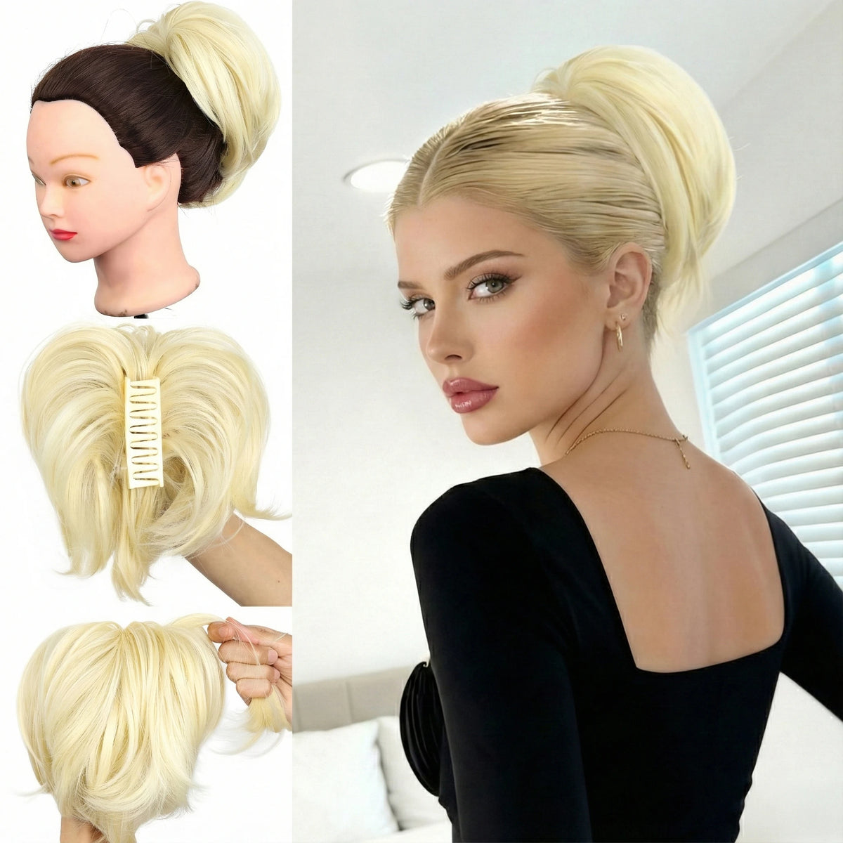 Synthetic Short 10 Inch Straight Claw Clip Ponytail Extensions Blonde Black False Layered Pony Tails Hair Pieces For Women