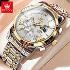 OLEVS 2892 Men's Watches Top Brand Multifunctional Chronograph Wristwatch Original Quartz Watch Man Waterproof Luminous Moon