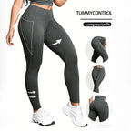 Women Leggings with Pockets Solid Color High Waist Butt Lifting Workout Tights Slim Elastic Pants Casual Wear