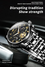 OLEVS Men's Watches Classic Multifunctional Flywheel Design Stainless steel Waterproof Moon Phase Men's Wristwatches 2024 Trend