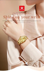 OLEVS Best Selling Fashion Stainless Steel Quartz Ladies Watch Luxury Dual Calendar Luminous Waterproof Elegant Watch for Women