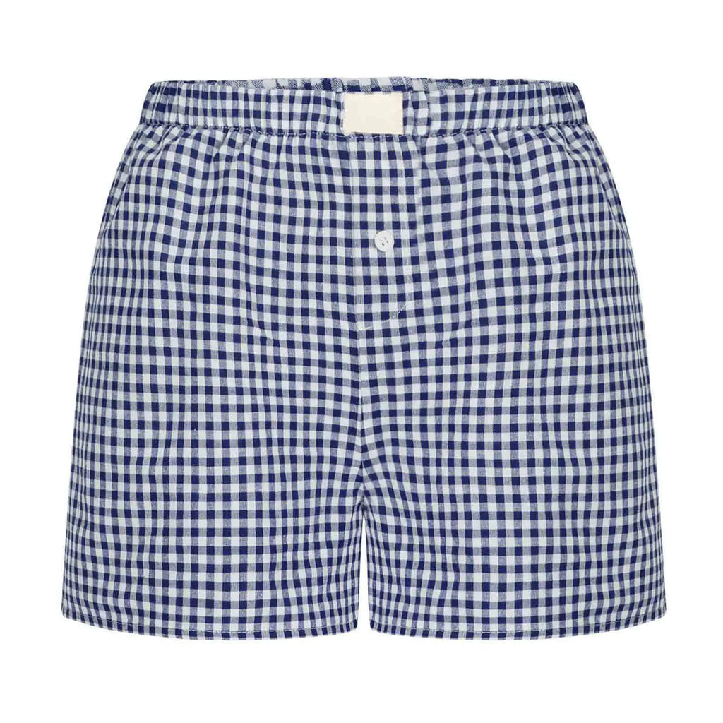 Youthful Summer Women's Casual Plaid Shorts Teenage Girls Elastic Waistband Lace-Up Classic Versatile Fashionable Summer Shorts