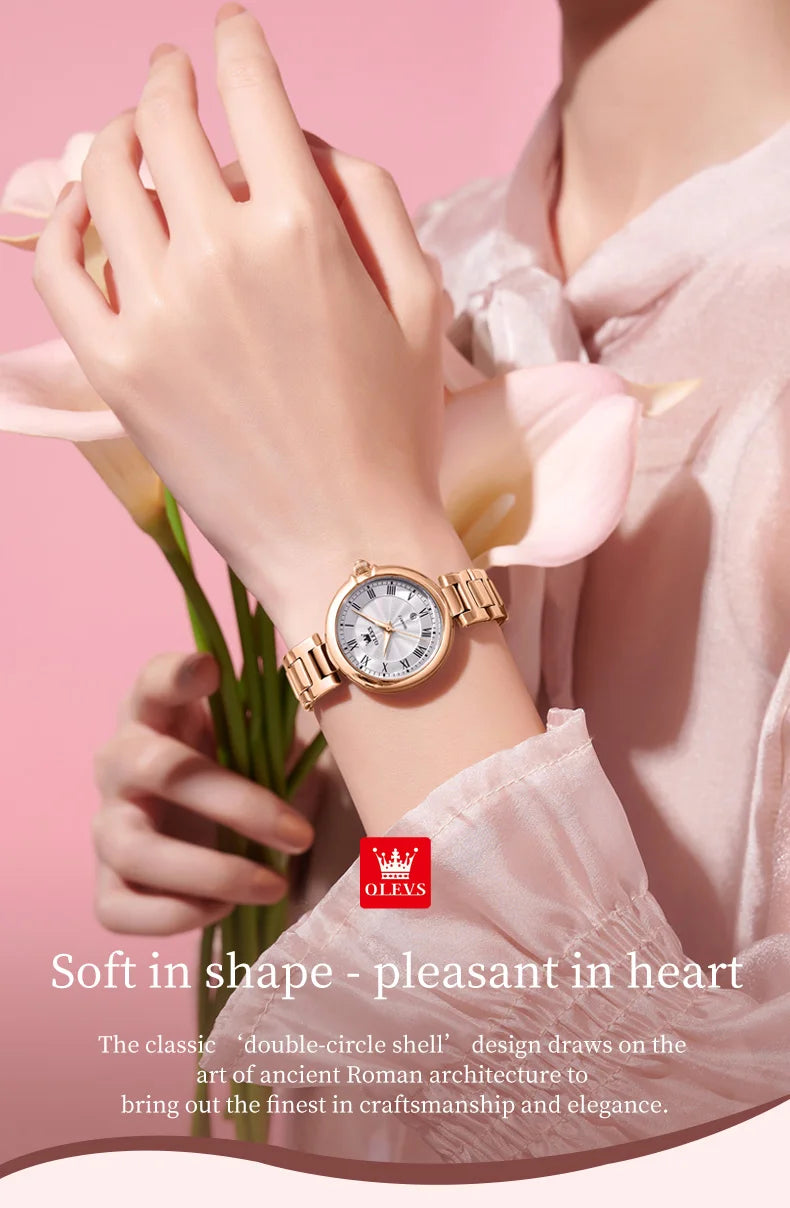 OLEVS 5608 Women Fashion Watch Stainless Steel Calendar Night Light Watch Original Brand Elegant Women Quartz Watch Reloj Mujer