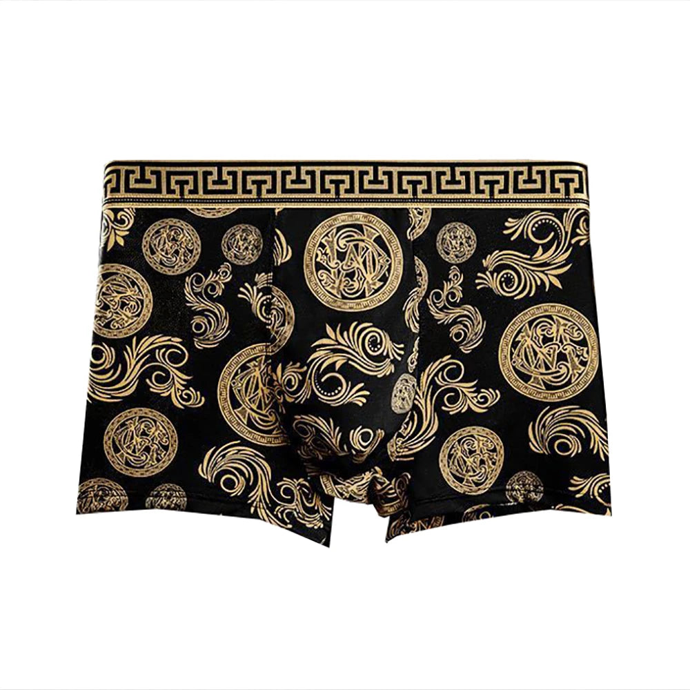 4pcs/set Men's Underwear New Style Boxer Shorts Comfortable Breathable Print Men Underpant Sexy Boys Thin Flat Corner Panties