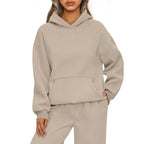 Autumn Winter Casual Sports hoodie Sweatshirt Solid-color long-sleeve Women's Fashion Loose hoodie Women's tops pullover
