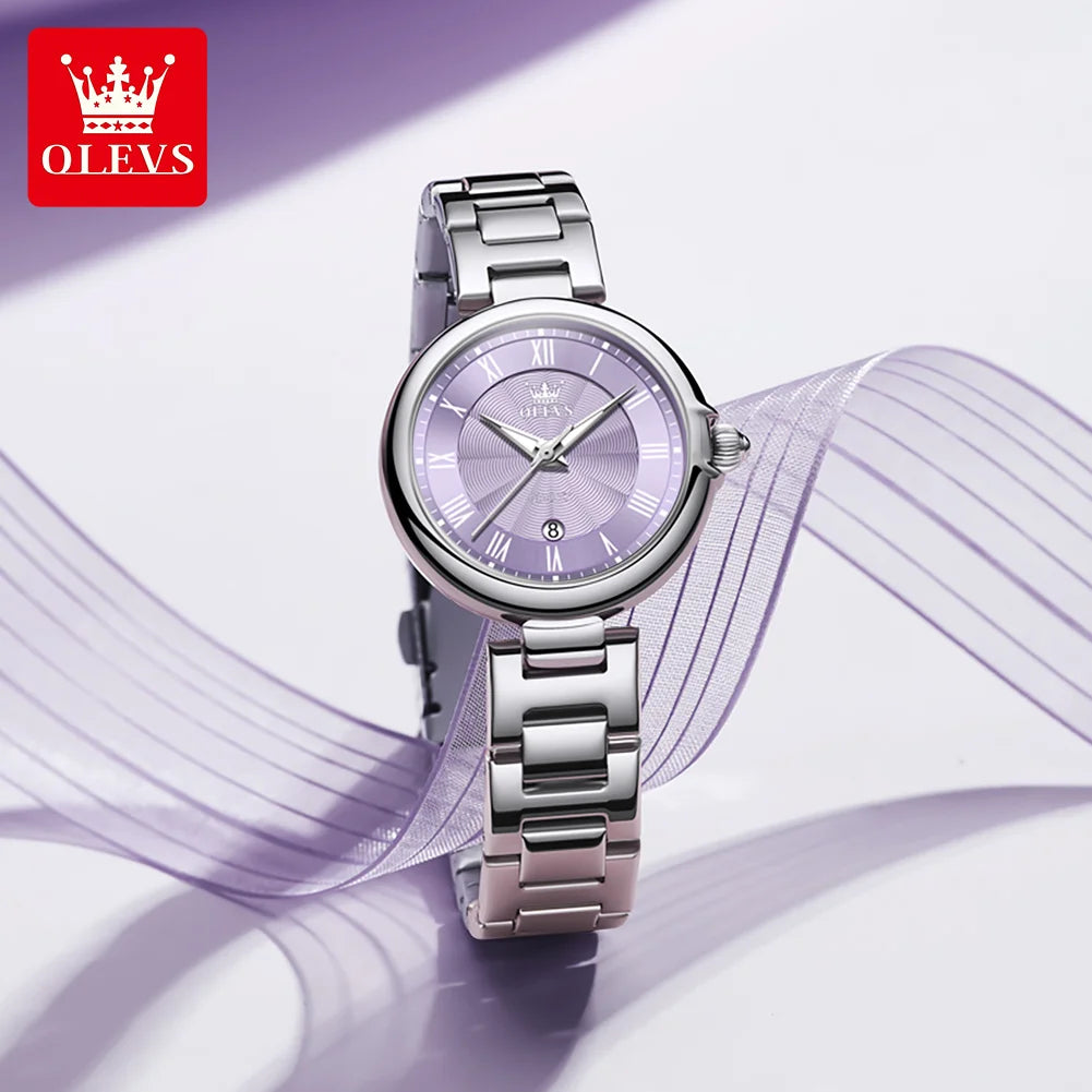 OLEVS Elegant Fashion Women's Watches Luxury Brand Quartz Watch for Ladies Waterproof Stainless Steel Luminous Date Wristwatch