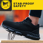 Safety Shoes Men Steel Toe Boots Anti-smash Anti-puncture Safety Work Shoes Men Lightweight Breathable Protective Shoes Black