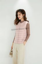 Women Sleeveless Puffer Vest Women's Ultra Light Down Vest Women Two Ways Waistcoat Portable Warm Sleeveless Winter Liner