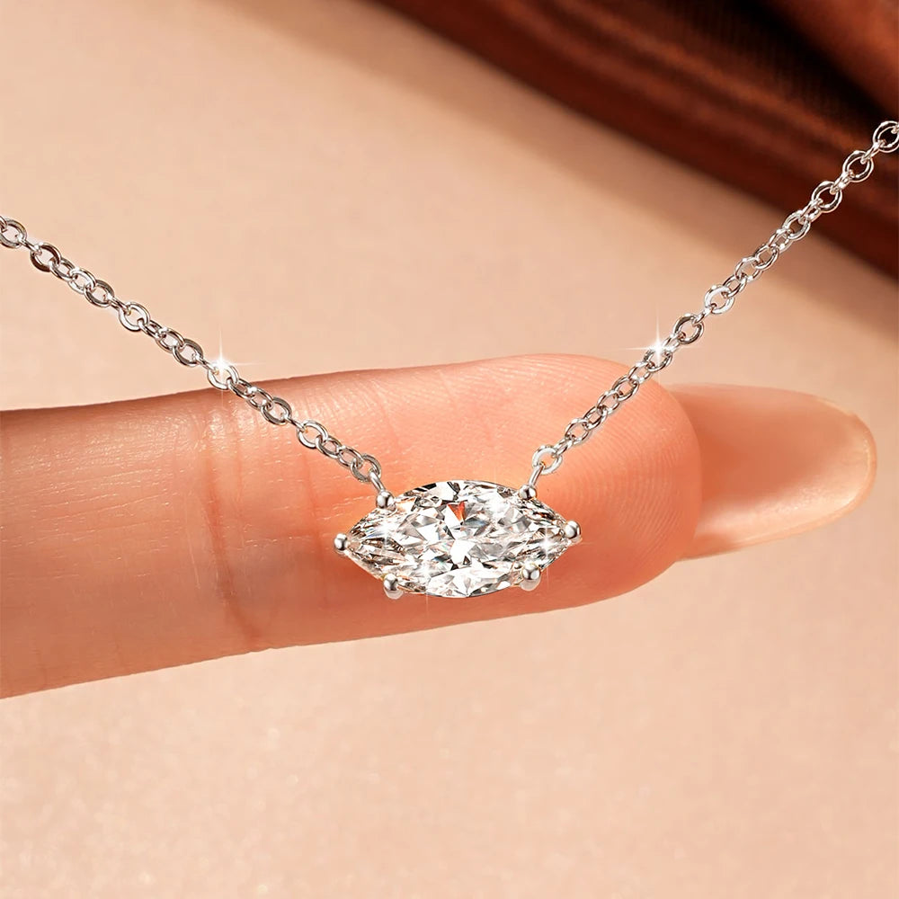 Abestecom 14K Gold Plated D Color VVS1 Moissanite Water Drop Pendant Necklace Adjustable Chain Valentine Gift Jewelry For Women