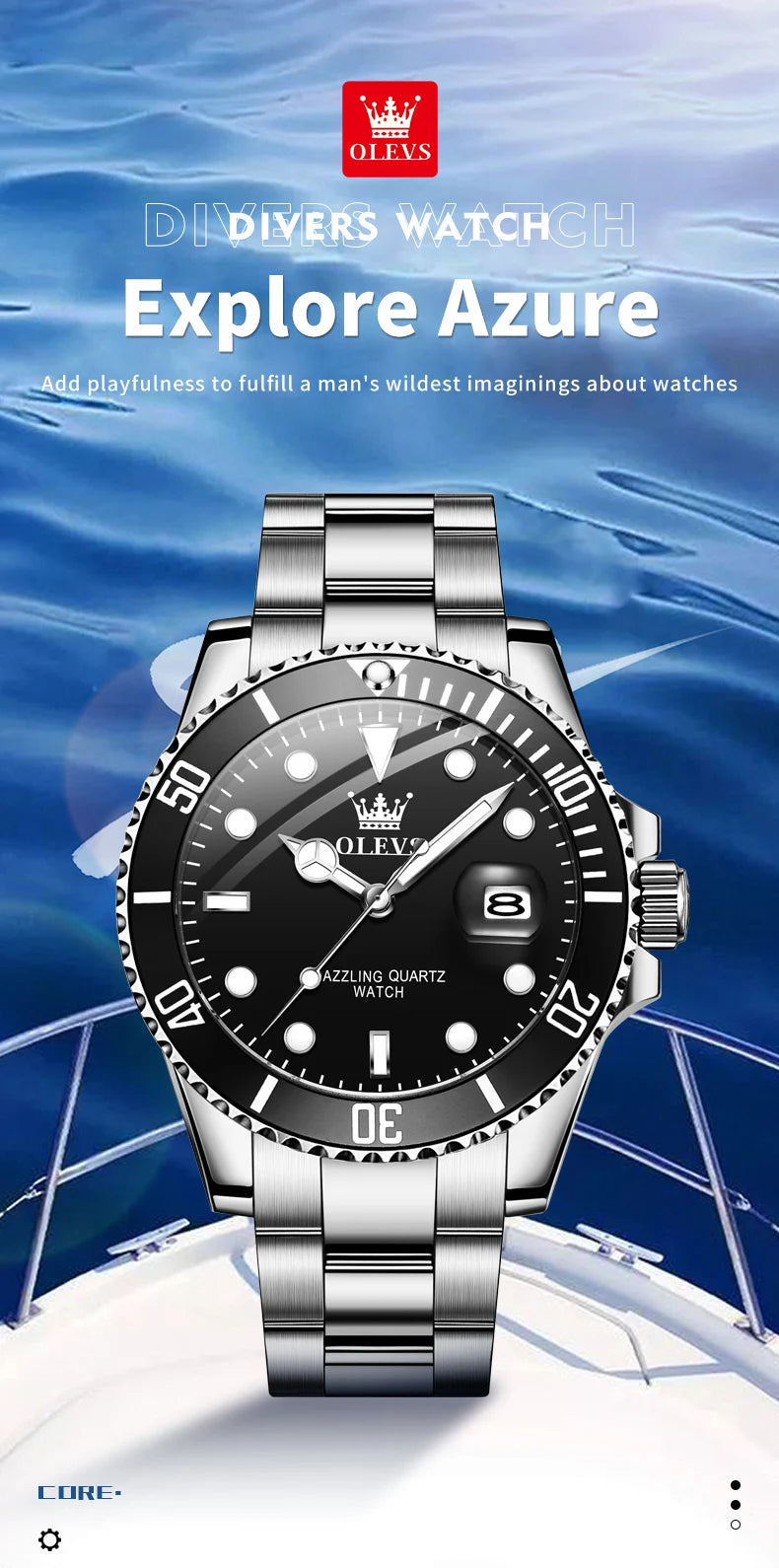OLEVS 5885 Man Watch Luxury Top Brand One-Way Rotating Outer Ring Design Quartz Watch for Men Auto Date Waterproof Wrist Watches