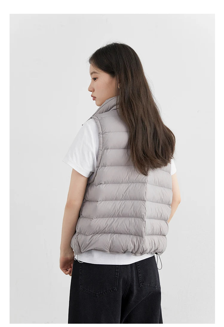CHIC VEN New Women Down Coats Sleeveless Lightweight 90 White Duck Down Stand Up Collar Female Down Vest Autumn Winter 2026