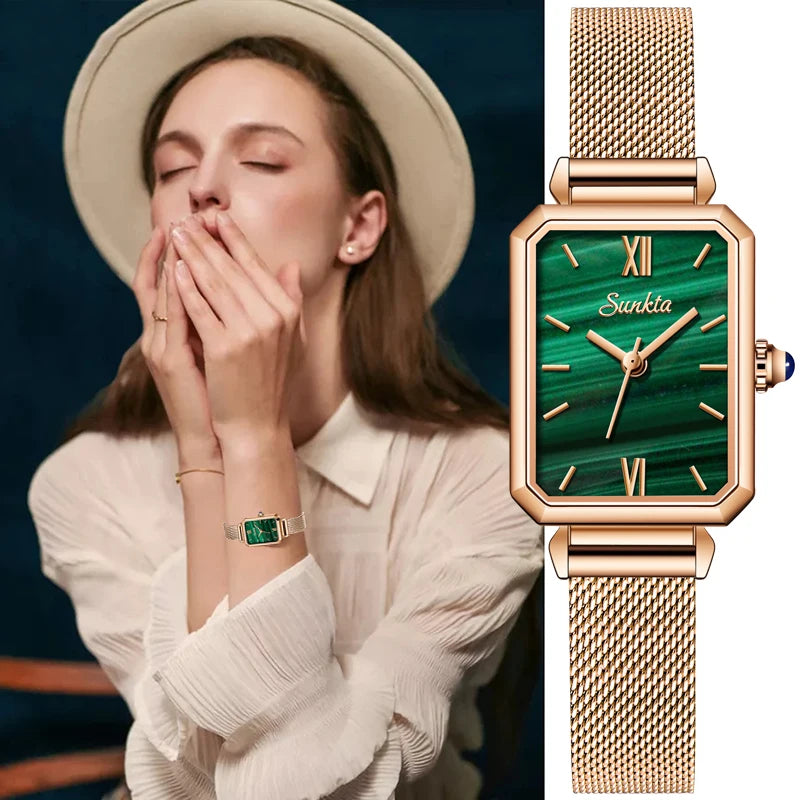 New LIGE Brand SUNKTA Women Watch Quadrate Quartz Waterproof ClockPersonality Fashion Female Quartz Wristwatch Relogio Feminino