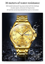 OLEVS 2906 Couple Watch Pair Luxury Diamond Shaped Steel Strap Calendar Week Quartz Wristwatch Men Women Luxury Lovers Watches