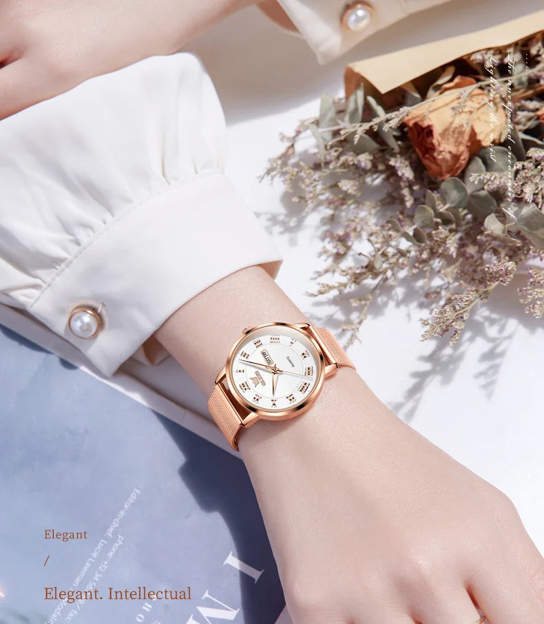 OLEVS 2920 Women's Watch Top Quality Stainless Steel Waterproof Double Calendar Quartz Watch Classic Fashion Luxury Women Watch
