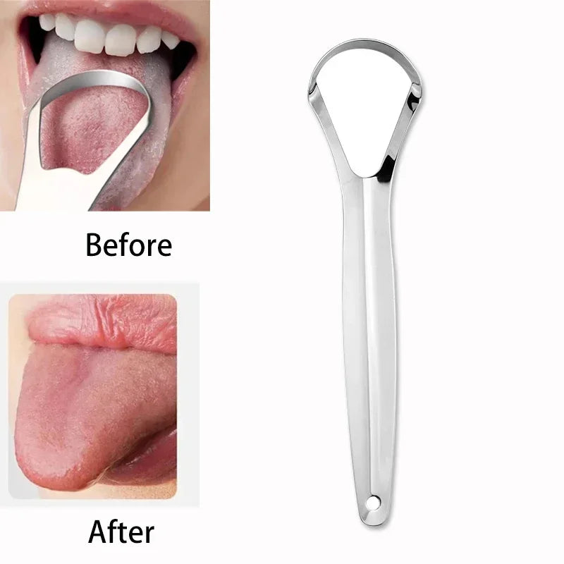 Halitosis Tongue Coating Tongue Scraper Stainless Steel Cleaning Remover Tongue Coated Brush Scraping Tongue Oral Hygiene Tools