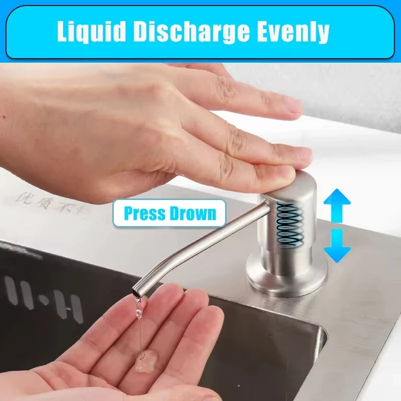 Stainless Steel Liquid Soap Dispenser Pump Kitchen Sink Hand Pressure Liquid Dispenser Kitchen Hardware Accessories