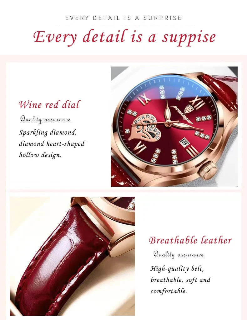 POEDAGAR Luxury Casual Watches For Women Waterproof Calendar Leather Ladies Watch High Quality Fashion Woman's Quartz Wristwatch