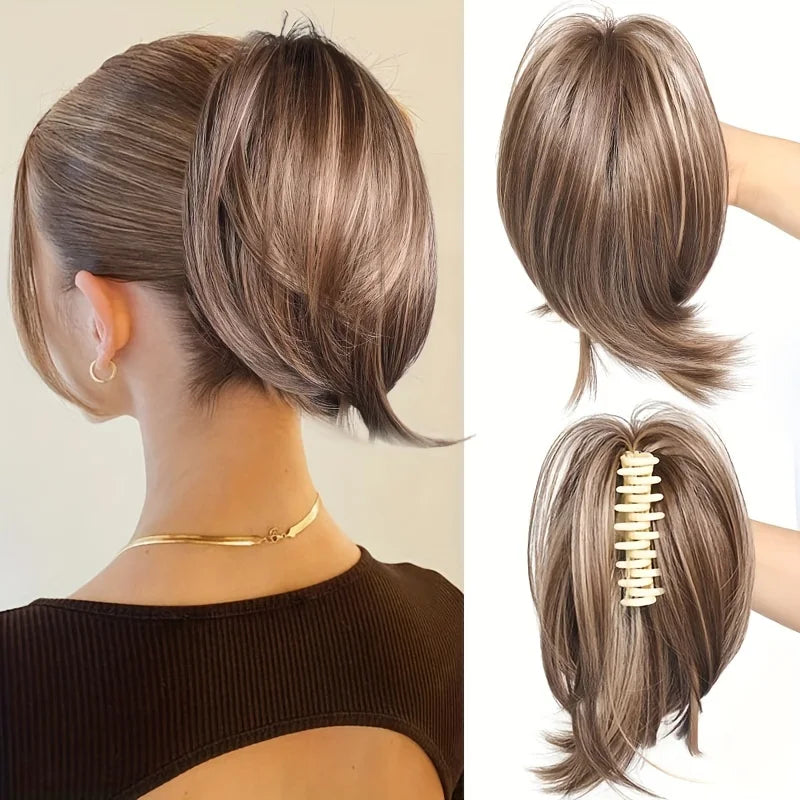 Women's Elegant Claw Messy Bun HairPiece Scrunchies Synthetic Straight Chignon Ponytail Clip-in Hair Extensions