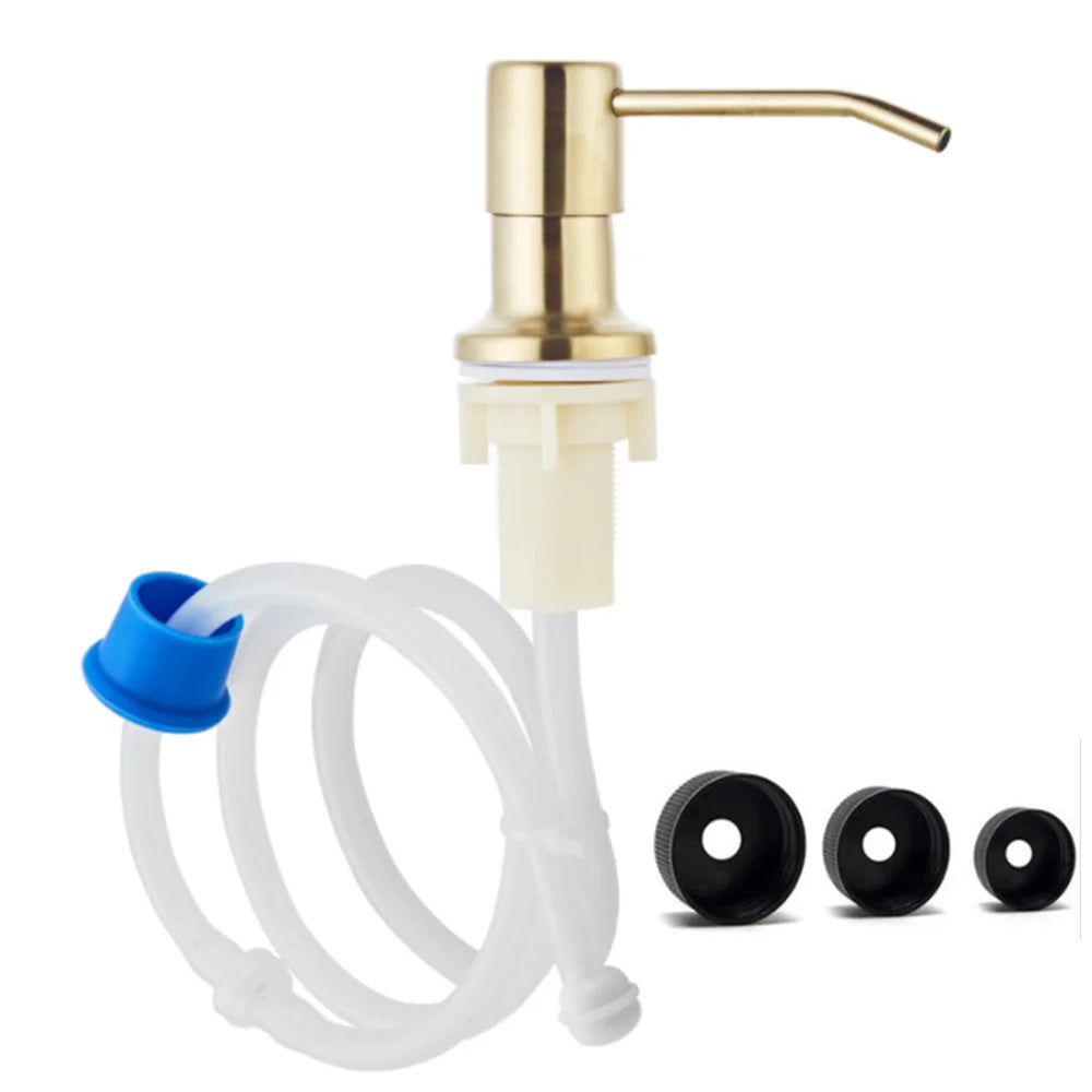 Soap Dispenser for Kitchen Sink Golden Brushed Black Stainless Steel Countertop Dish Sink Detergent Dispenser Pump Bathroom