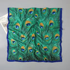 Green Peacock Feather Hijab Summer Beach Pareo Silk Scarf Women Luxury Bandana Soft Long Foulard Femme Designer Bufandas Mujer