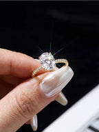 GRA 1ct Real Oval Moissanite Diamond Ring for Women 925 Sterling Silver Anniversary Party Gorgeous High Quality Fine Jewelry