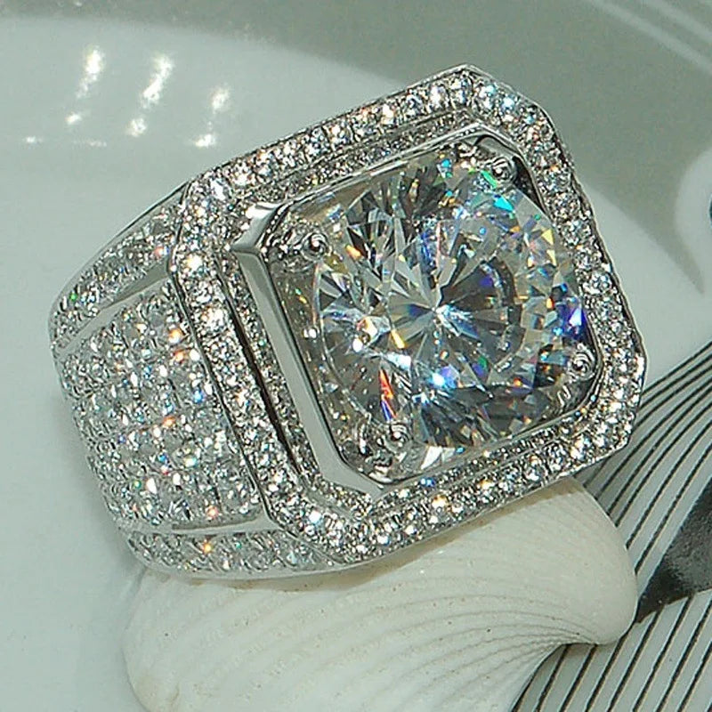Milangirl New Hip Hop Rock Rings Men Luxury  Rhinestones Zircon  Women Wedding Party