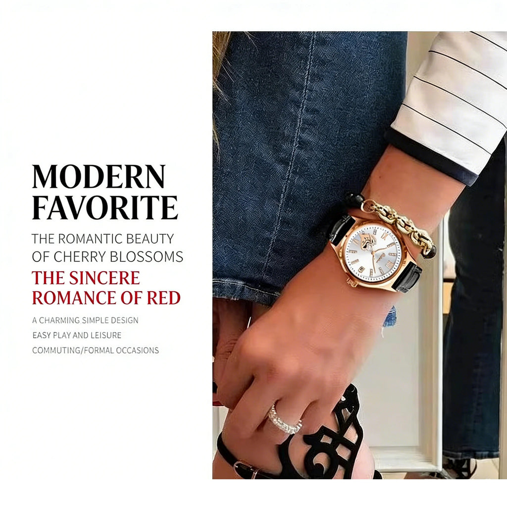 RUIXINE Fashion Woman Watches Waterproof Luminous Date Leather Quartz Wristwatch Elegant Dress Ladies Watch For Woman's Gift