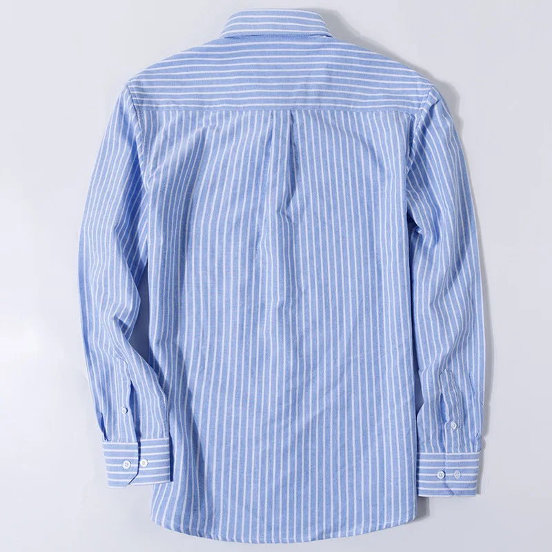 100% Cotton Oxford Men's Shirts Long Sleeves Plaid Soft Regular Fit Formal Dress Office Shirt Social Blouse Male Clothes 5XL 6XL