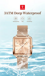 POEDAGAR Square Fashion Ladies Watch Waterproof Stainless Steel Mesh Watch For Woman Elegant Women's Quartz Watches Female Reloj