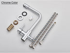 Chrome Purified Water Kitchen Faucet Pure Water Filter Deck Mounted Faucet Crane Dual Handles Hot Cold Water Mixer Taps