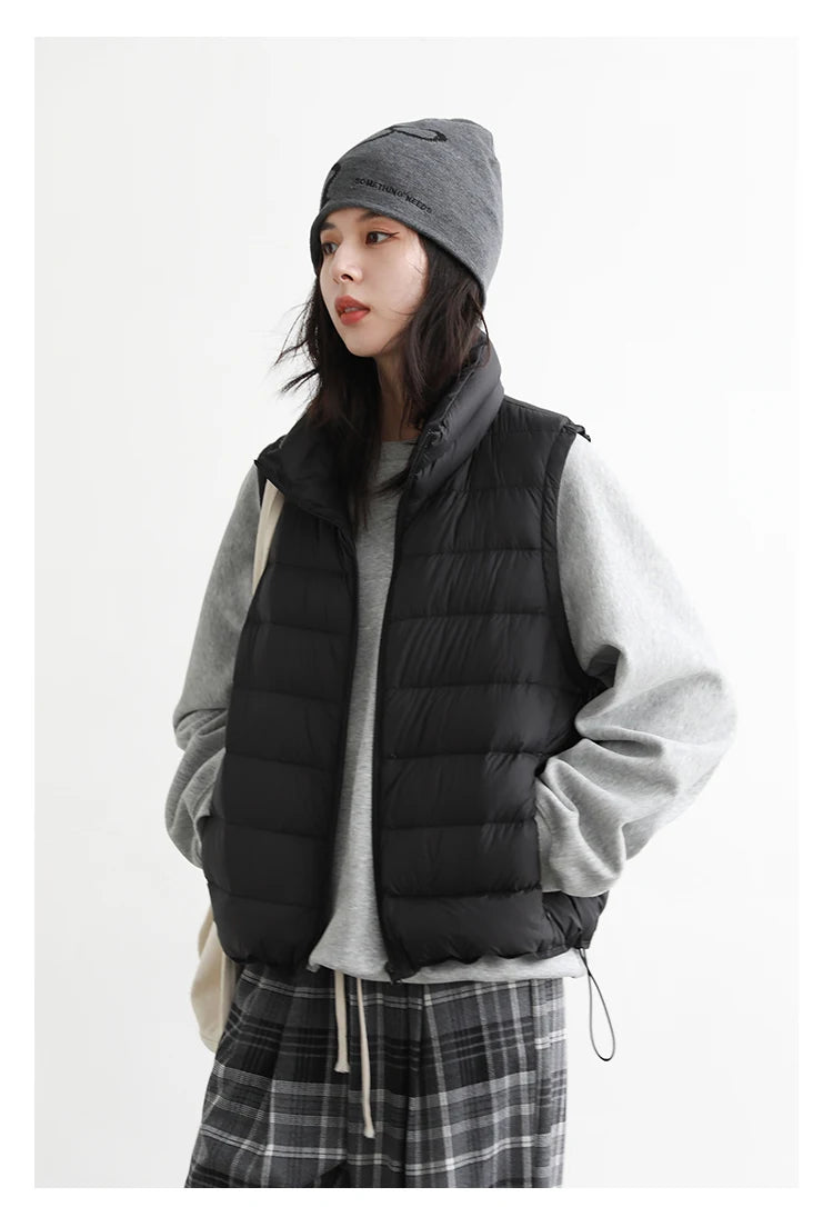 CHIC VEN New Women Down Coats Sleeveless Lightweight 90 White Duck Down Stand Up Collar Female Down Vest Autumn Winter 2026