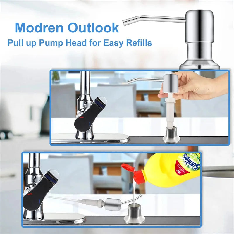Stainless Steel Liquid Soap Dispenser Pump Kitchen Sink Hand Pressure Liquid Dispenser Kitchen Hardware Accessories