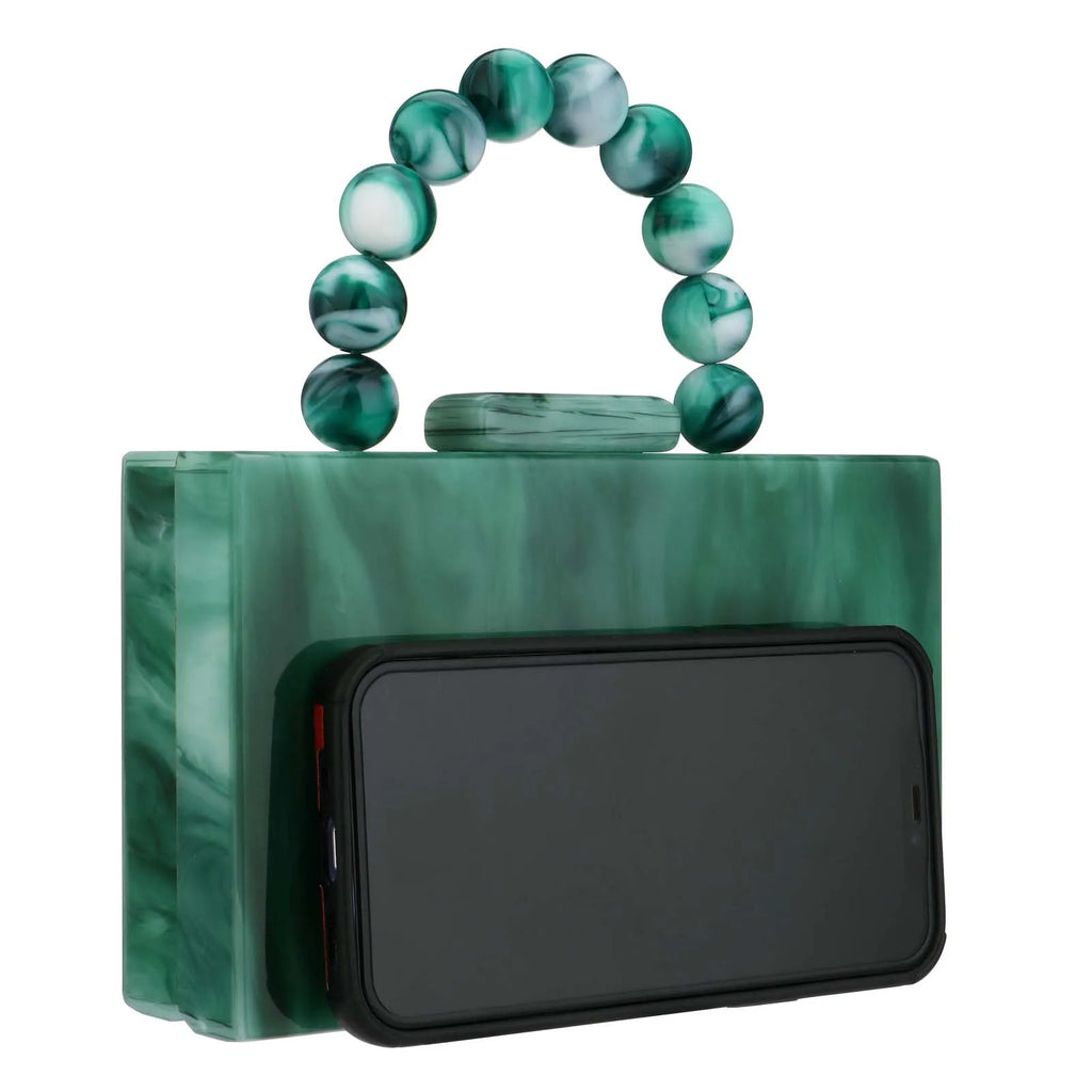 Beading Handbag Marble Acrylic Luxury Box Clutch Evening Bags Wedding Party Chain Shoulder Bag Dinner Dress Purse Festival Gift