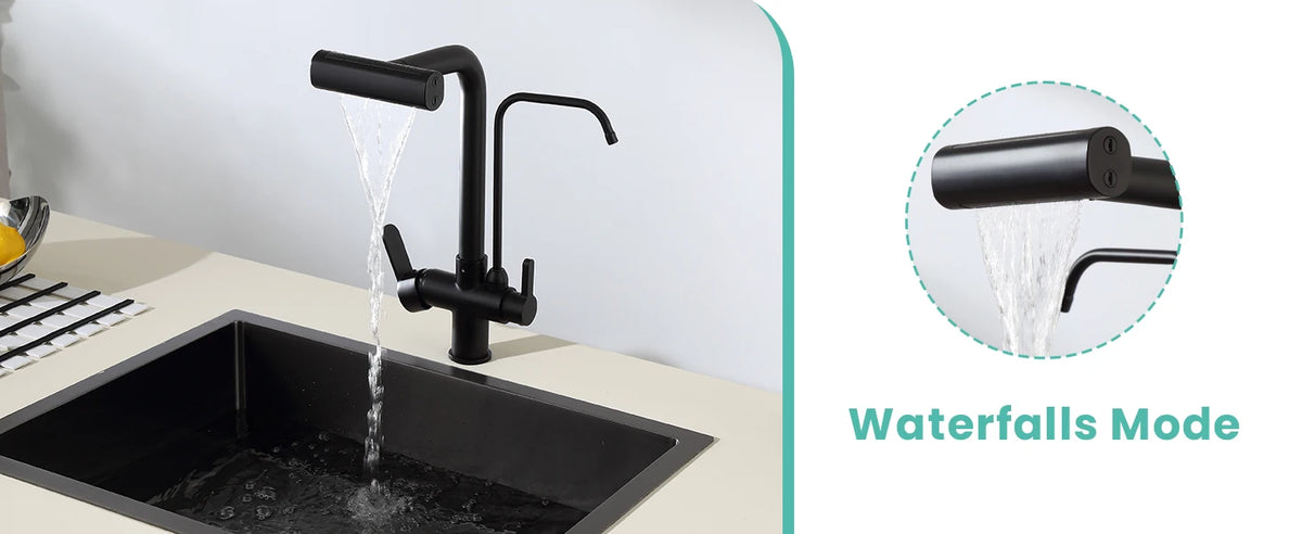 3 Way Pure Water Filter Kitchen Faucets Black Pull Out Filter Kitchen Sink Faucet Hot Cold Mixer Tap Pull Down Kitchen Faucet